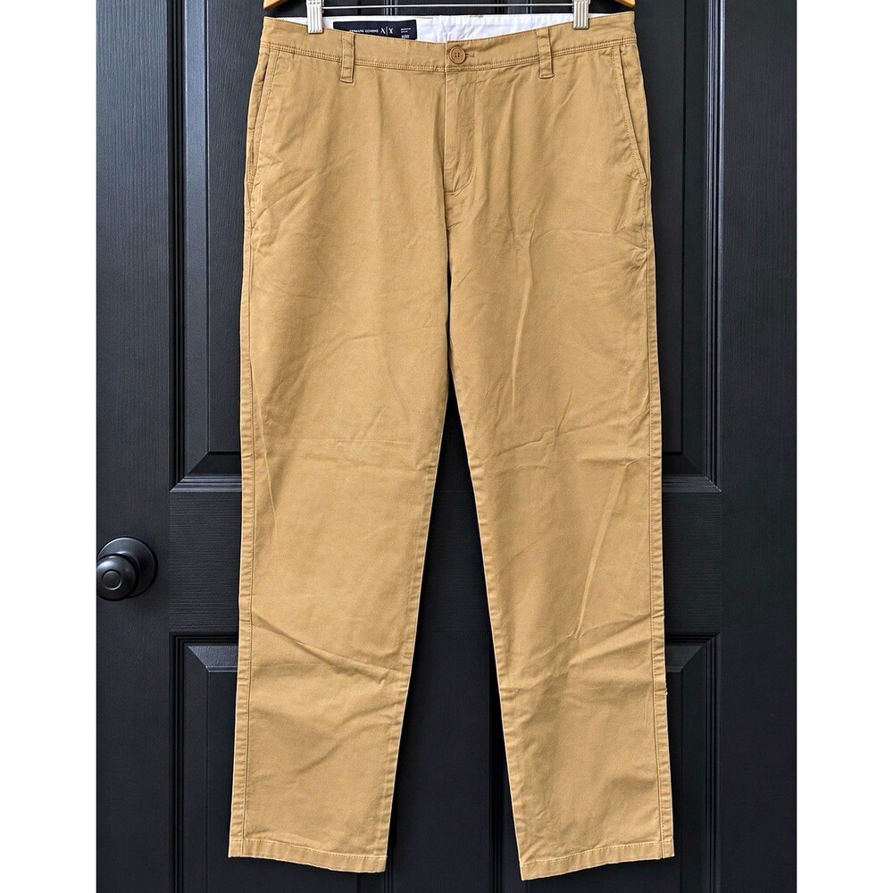 Armani Exchange A|X Men’s 36R Khaki Straight Chino Pants Quiet Luxury Preppy